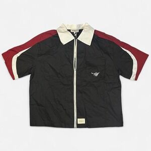 Wish Me Luck Work Zip Up Top in Black, White, & Red